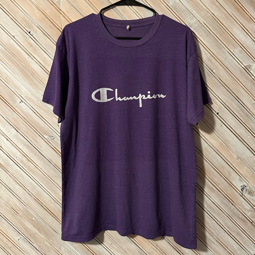 Champion Men's Tee in Rich Deep Purple & White Logo
